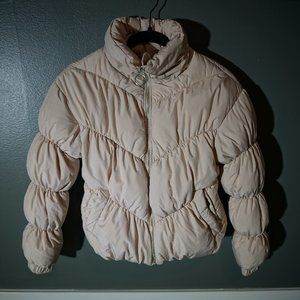 Love Tree Small Cream Puffer Cropped Jacket